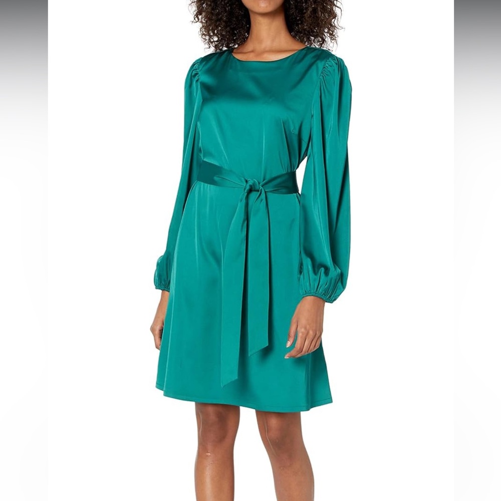 Belted Silky Dress - EUC
